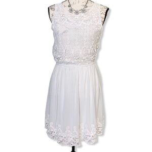 Zara Ivory Lace Sleeveless Dress